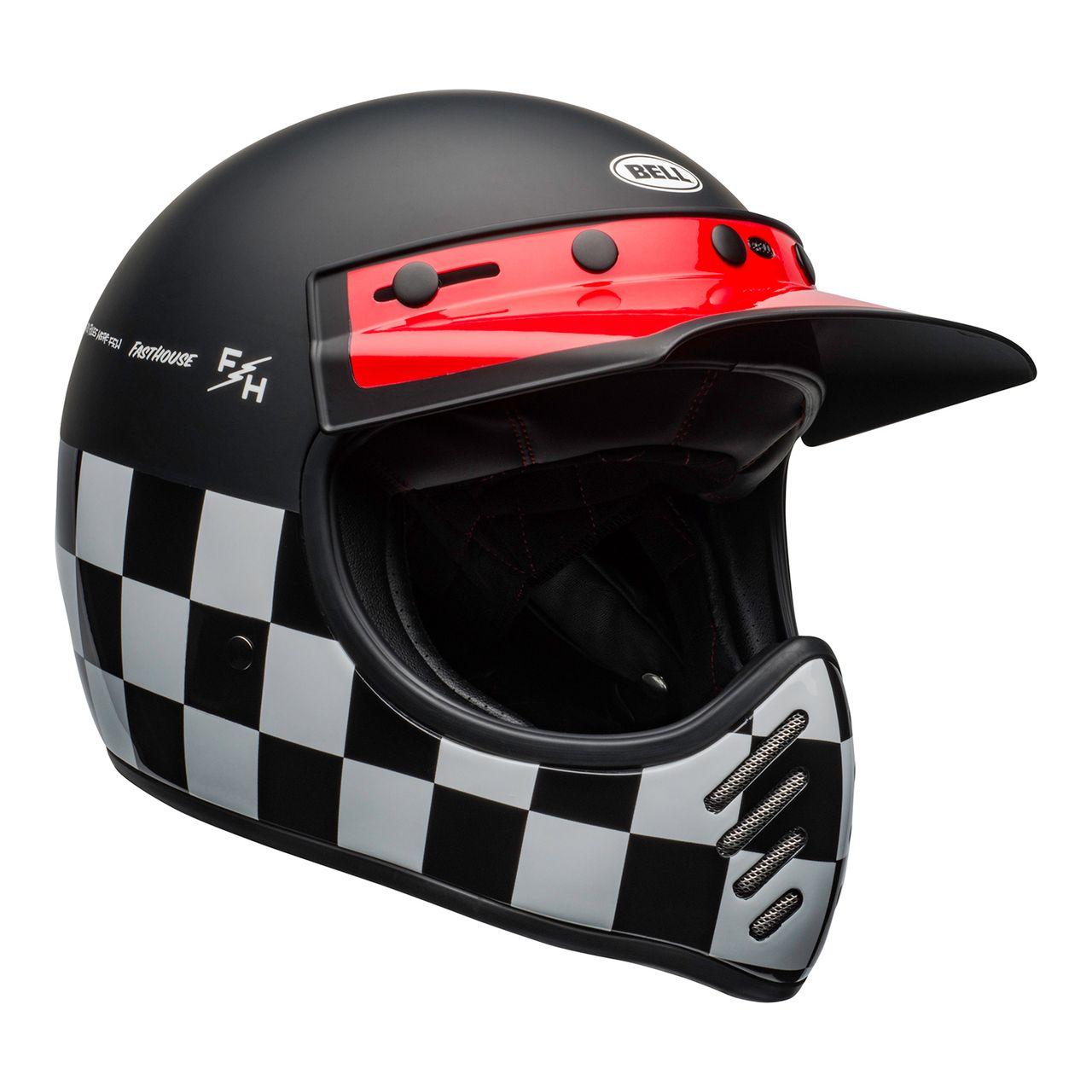 Bell 2020 Cruiser Moto 3 Adult Helmet (Fasthouse Checkers M/G Black/White/Red)